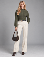 Cable Knit Crop Sweater – Mock Neck