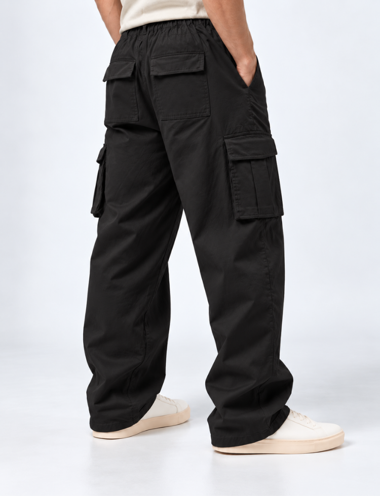 Black Twill Cargo Pants