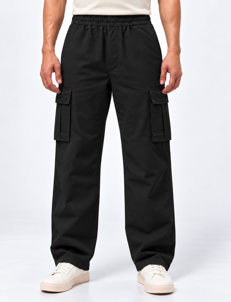 Black Twill Cargo Pants