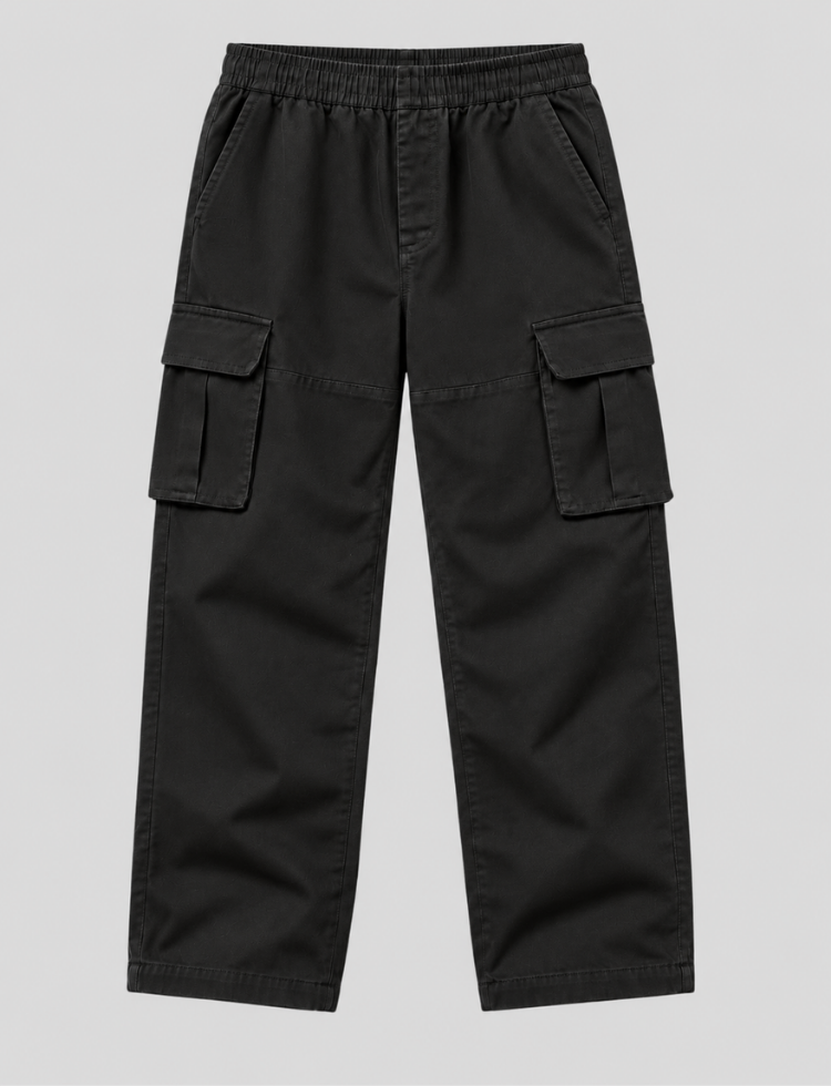 Black Twill Cargo Pants