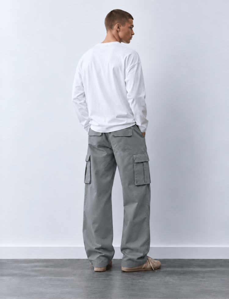 Grey Twill Cargo Pants