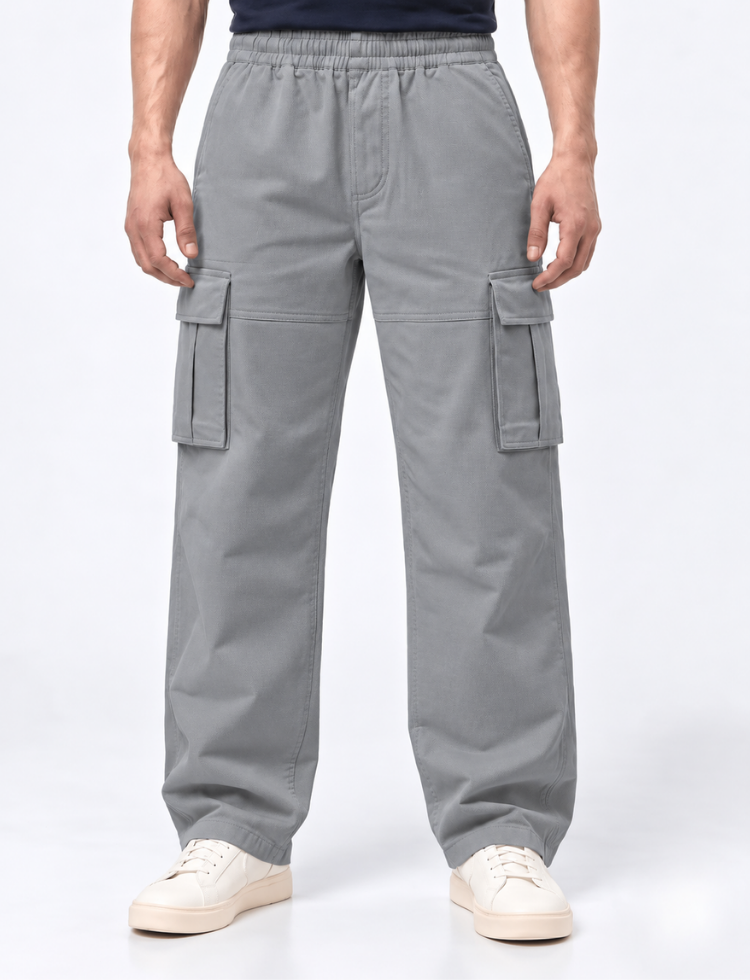 Grey Twill Cargo Pants