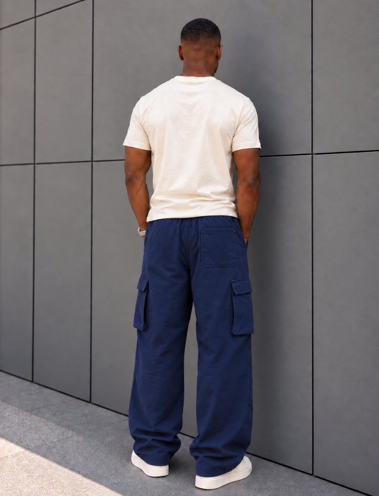 Navy Blue Baggy Cargo Pants
