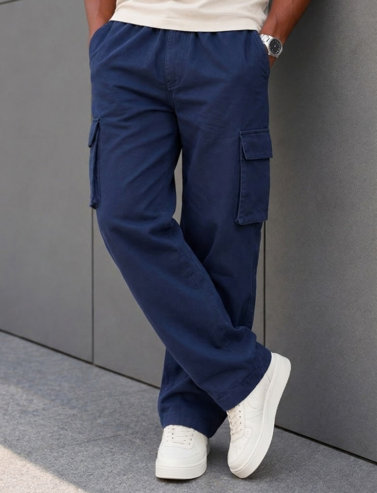 Navy Blue Baggy Cargo Pants