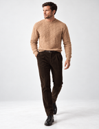 Sand Beige Textured Knit Sweater – Crew Neck