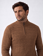 Geometric Knit Sweater – Quarter Zip Neck