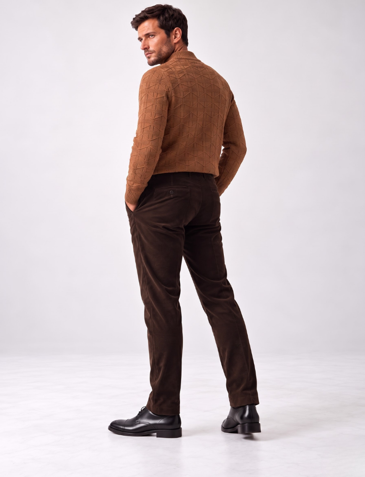 Geometric Knit Sweater – Quarter Zip Neck
