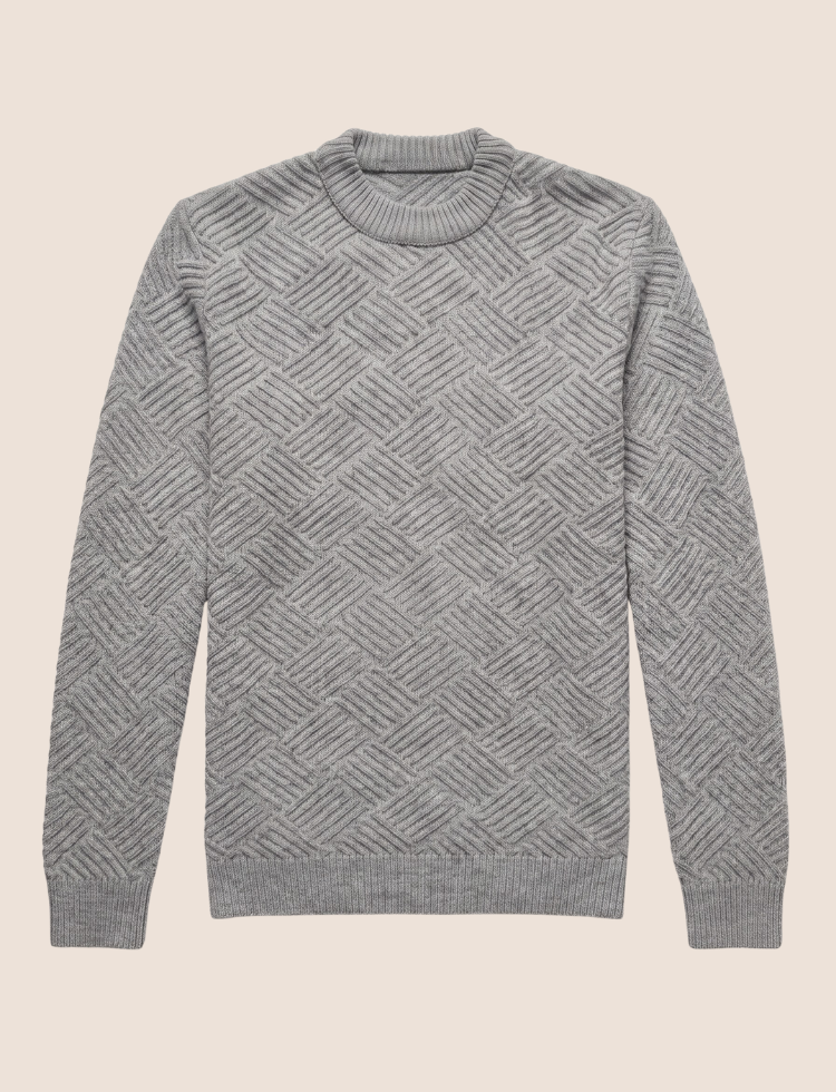 Diamond Textured Knit Sweater – Crew Neck