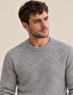 Diamond Textured Knit Sweater – Crew Neck
