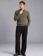 Olive Green Knit Sweater – Quarter Zip Neck
