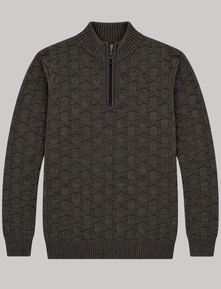 Black Knit Sweater – Quarter Zip Neck