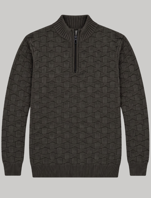 Black Knit Sweater – Quarter Zip Neck