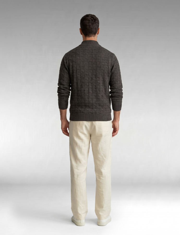 Black Knit Sweater – Quarter Zip Neck