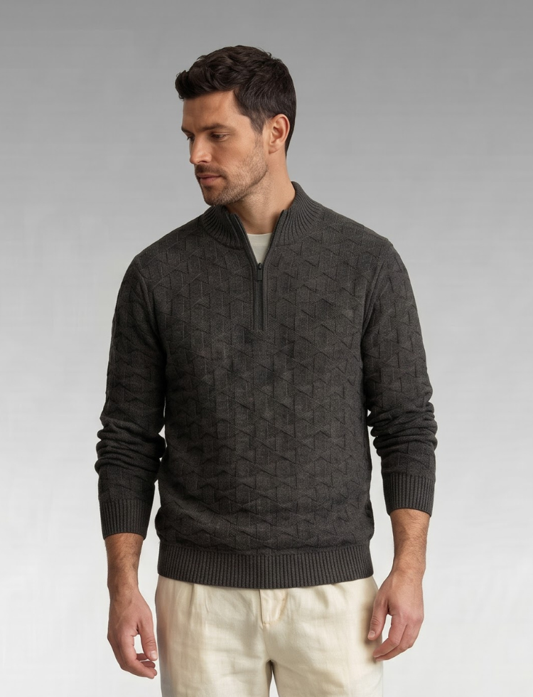 Black Knit Sweater – Quarter Zip Neck
