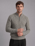 Grey Knit Sweater – Quarter Zip Neck