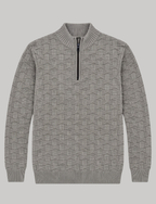 Grey Knit Sweater – Quarter Zip Neck