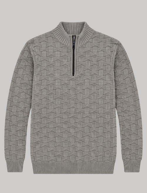 Grey Knit Sweater – Quarter Zip Neck