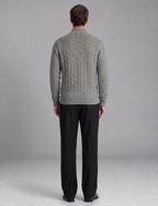 Grey Knit Sweater – Quarter Zip Neck