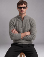 Grey Knit Sweater – Quarter Zip Neck