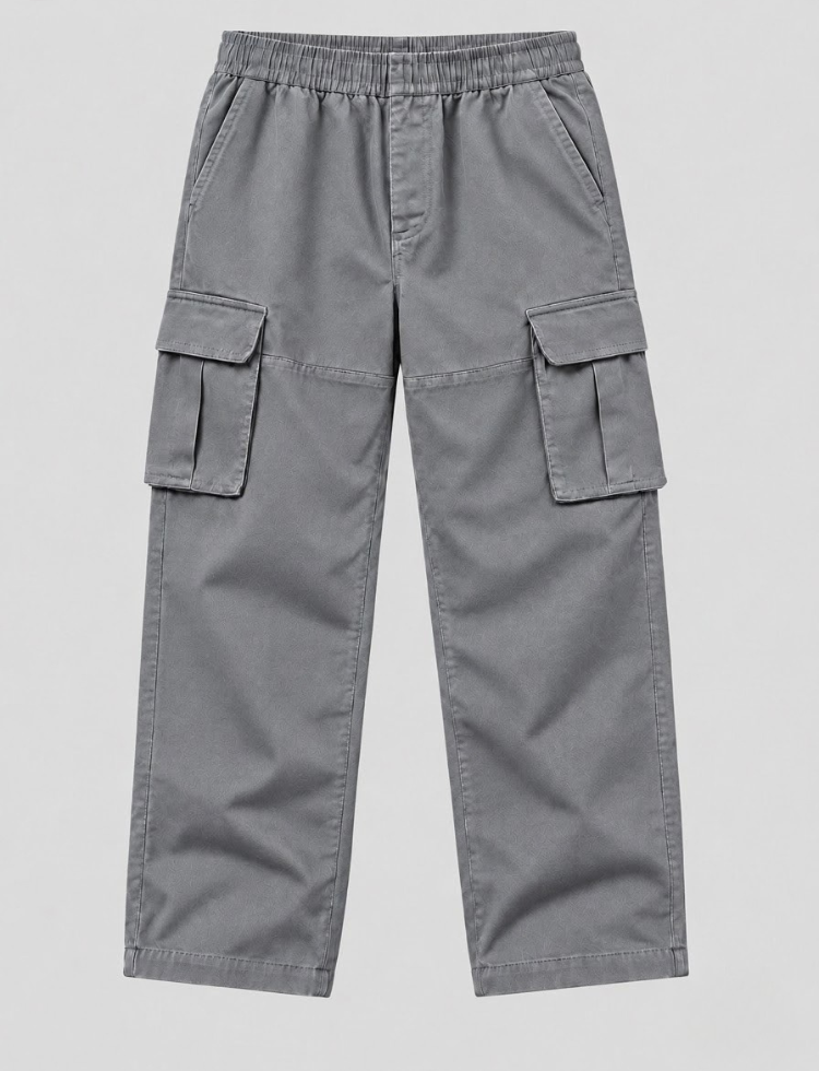 Grey Twill Cargo Pants